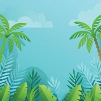 Tropical Paradise Paper Cutout Ocean Scene with Palm Trees and Lush Greenery vector