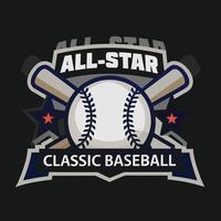 Classic Baseball AllStar Game Emblem Featuring Crossed Bats and Baseball vector