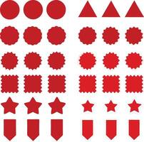 Collection of Red Geometric Shapes and Star Icons for Design Elements vector