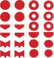 Collection of Red Blank Badge and Seal Templates for Design Projects vector