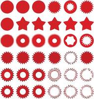 Collection of Red Circle Starburst and Star Shapes for Design Elements vector