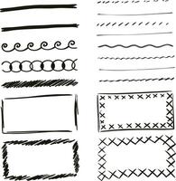 Collection of Hand Drawn Borders Frames Lines and Dividers for Design Elements vector