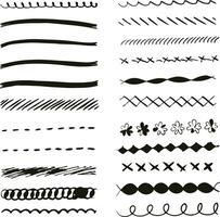 Collection of Hand Drawn Decorative Black Divider Lines and Elements for Design vector