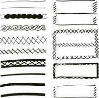 Collection of Hand Drawn Borders Lines and Frames for Design Elements vector