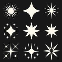 Collection of Nine Sparkling Starburst Shapes for Design Elements vector