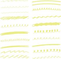 Collection of Pastel Yellow HandDrawn Decorative Lines and Dividers for Design Projects vector