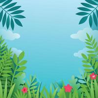 Vibrant Summer Scene with Lush Greenery and Blue Sky Paper Craft vector