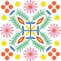 Vibrant Colorful Floral Mandala Design with Symmetrical Pattern and Geometric Shapes vector