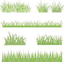 Collection of Various Green Grass Patches and Borders s for Nature Designs and Backgrounds vector