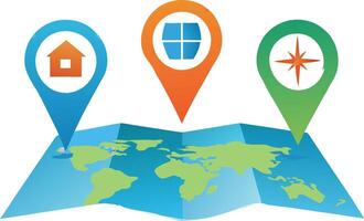 Global Location Mapping of House Solar Panel and Compass Direction vector