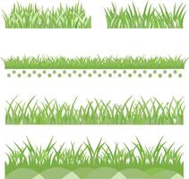 Collection of various green grass borders and textures for design elements vector