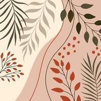 Abstract Botanical with Earthy Tones and Organic Shapes vector