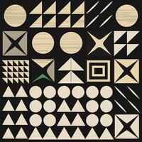 Abstract Geometric Pattern with Triangles Circles and Squares in Beige and Black vector