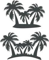Silhouette of Tropical Palm Trees on Island Paradise Beaches vector