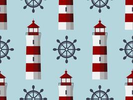Lighthouse and Ship Wheel Pattern vector