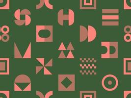 Geometric Shapes Pattern on Green Background vector