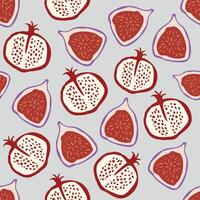 Seamless pattern of pomegranate and fig fruit vector