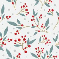Seamless pattern with berry and plants, flowers seamless pattern wallpaper background vector