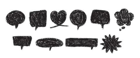 A set of black speech bubbles with different shapes vector