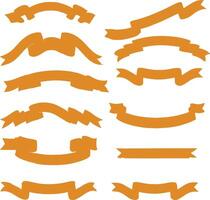 Collection of Orange Ribbon Banners Various Shapes and Sizes for Design Elements vector