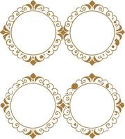 Four Elegant Ornate Circular Frames for Design Projects Wedding Invitations and Decorative Purposes vector