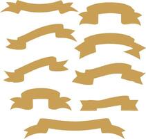 Collection of Ten Golden Ribbon Banners for Design Decoration vector