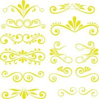 Collection of Yellow Floral Swirls and Ornaments for Design Projects vector