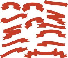 Collection of Hand Drawn Orange Ribbon Banners for Design Elements vector
