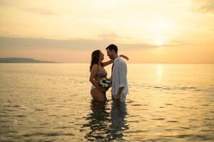 Man Making The Proposal Of Weddiing At The Sea photo