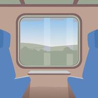 Tranquil Train Journey Through Serene Countryside Scenery Viewed From Passenger Seat vector