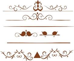 Collection of Elegant Brown Decorative Flourishes and Dividers for Design Projects vector