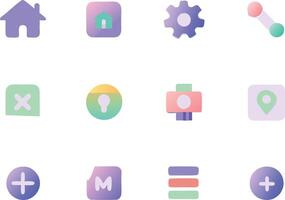 Collection of Colorful Gradient UI Icons for Mobile App Design vector