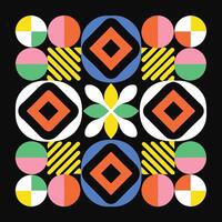 Vibrant Geometric Pattern with Colorful Circles and Diamonds vector