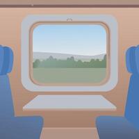 Train Journey Through Serene Countryside Scenery Viewed From a Comfortable Seat vector