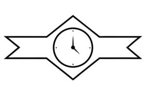 Simple Black Line Art Clock Icon with Ribbon vector