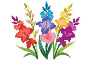 Vibrant Floral Arrangement of Gladioli in a Colorful Design vector