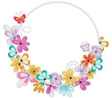 Bright easter frame with colorful flowers and butterflies. Easter celebration background. Spring frame for card, invitation. vector