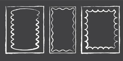 Lace inner scalloped frames. Hand drawn.Chalk line scalloped frames. 4 to 5 9 to 16 social media frames vector