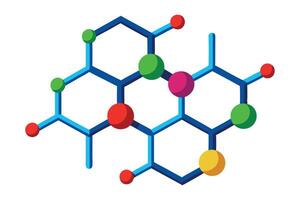 A colorful Molecular Structure Illustration of a Chemical Compound vector