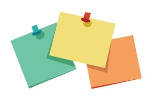A colorful Sticky Notes with Pushpins on White Background vector