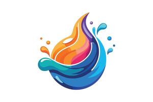 Vibrant logo design featuring a dynamic blend of fire and water. vector
