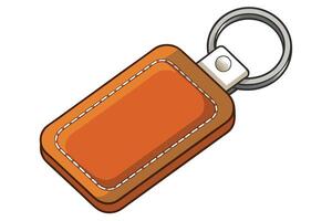 Orange Leather Keyring Tag with Blank Space vector