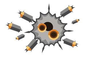 Bullets Piercing Through a Surface, Creating Explosive Holes vector