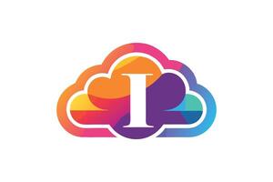 Colorful I Logo in a Cloud Shape, Ideal for a Tech Company vector