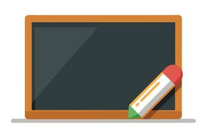 Flat design illustration of a chalkboard with a pencil vector
