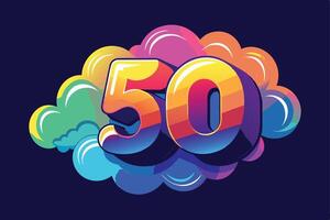 Colorful 50 Number Design with Clouds for Celebration vector