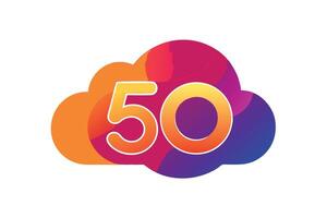A colorful 50 Number Design with Clouds for Celebration vector