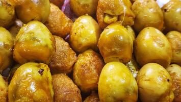 Crispy Delights Indonesian Street Food Kerak Telor in Bite-Sized Form photo