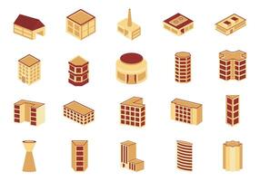 Isometric Building Icon Element Set vector