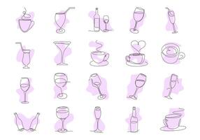 Drink Continous Line Drawing Element Set vector